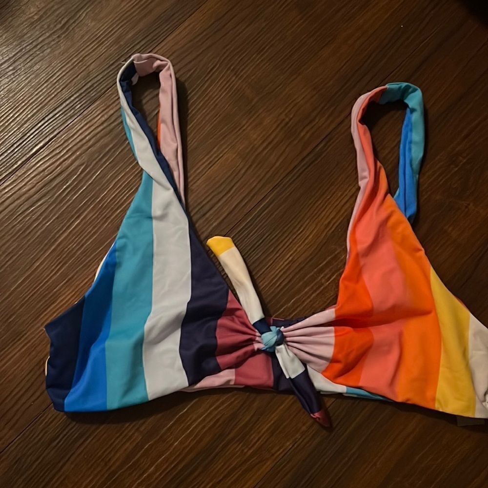Colorful Bathing Suit Top - Knotted Bikini Top - Bright Colorful NEW Size Medium